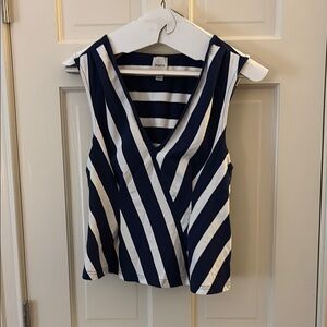 Anthropologie Blue and White Wrap Sleeveless Tank Top